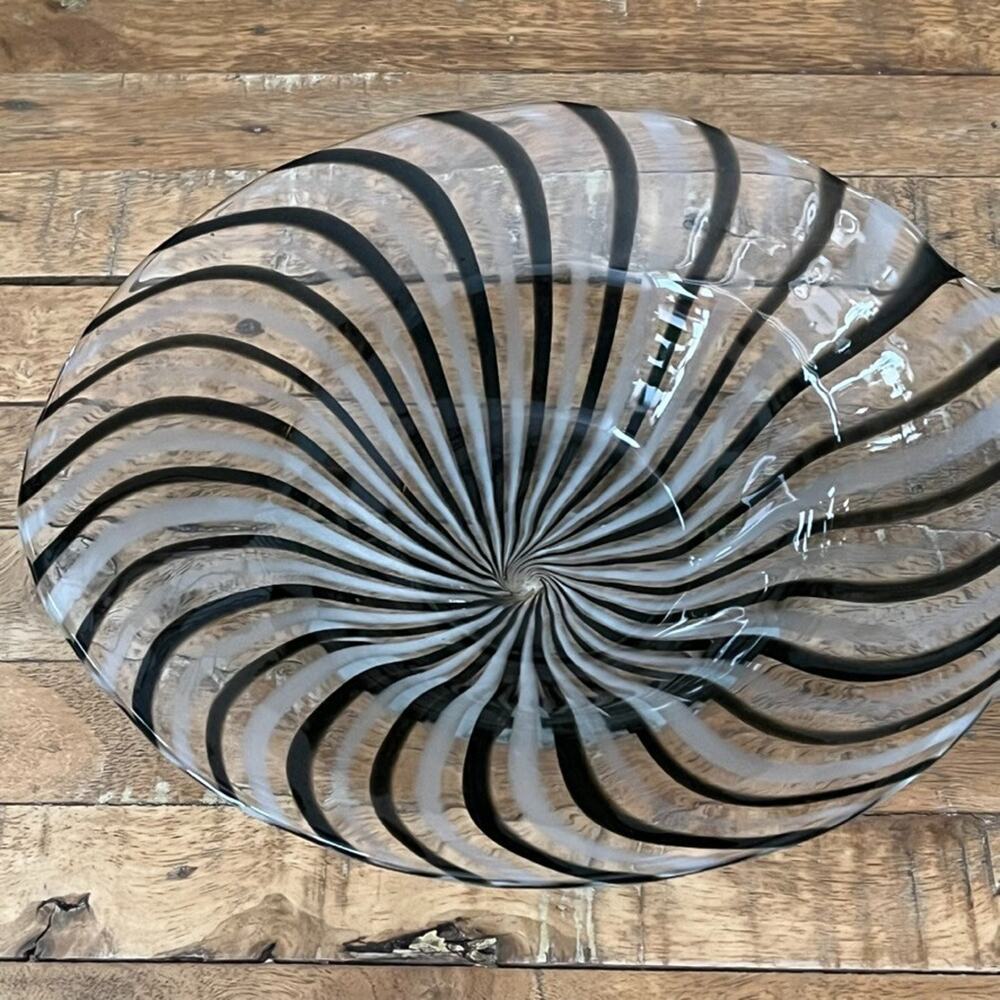Dino Martens Murano Art Glass Freeform Bowl Mezza Filigrana Bianco Nero - Picture 14 of 16